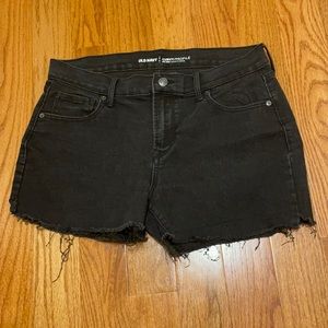 Mid rise black denim shorts